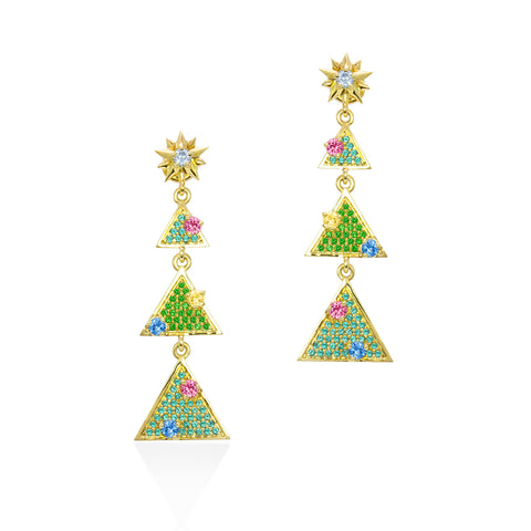 Lory Jewellery Christmas Tree Earrings E19004 Siamite #1141 Silver 925