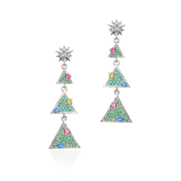 Lory Jewelery Christmas Tree Earrings E19004 Siamite #1123 Silver 925