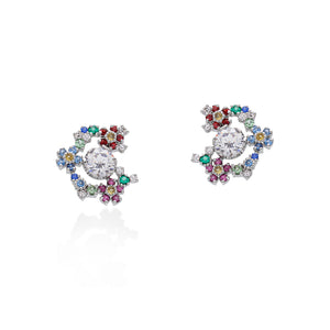 Lory Jewelery Flower Earrings E21029 Siamite #6WH0101 Silver 925