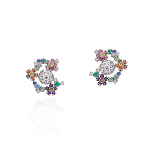 Lory Jewellery Flower Earrings E21029 Siamite #6WH0102 Silver 925