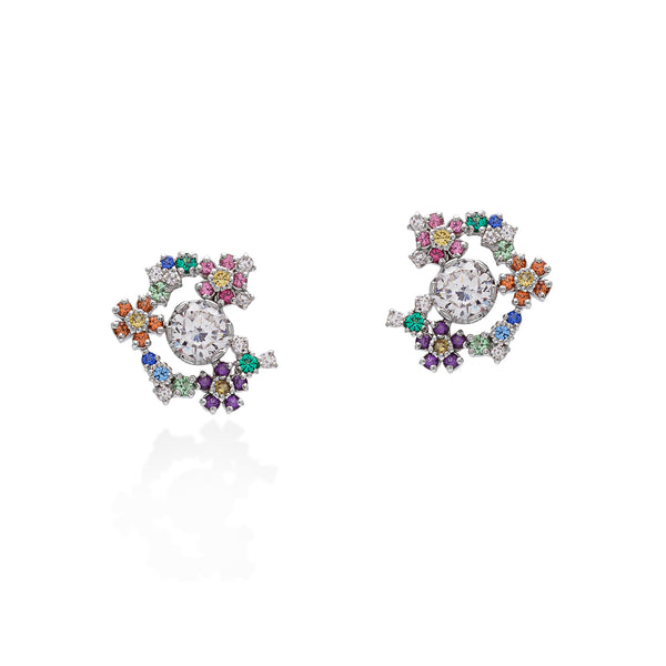 Lory Jewelery Flower Earrings E21029 Siamite #6WH0102 Silver 925