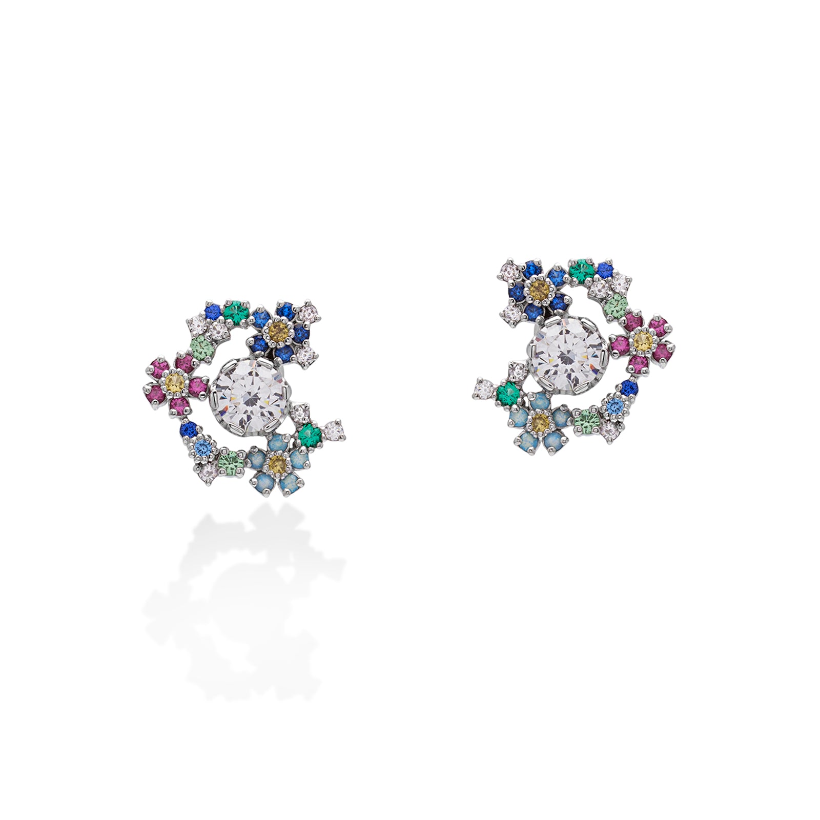 Lory Jewelery Flower Earrings E21029 Siamite #6WH0103 Silver 925