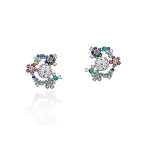 Lory Jewellery Flower Earrings E21029 Siamite #6WH0103 Silver 925