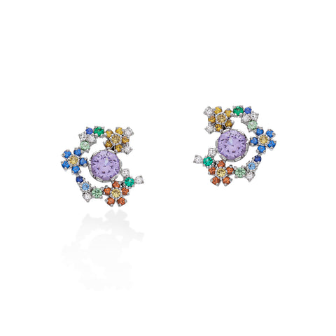 Lory Jewelery Flower Earrings E21029 Siamite #1671 Silver 925