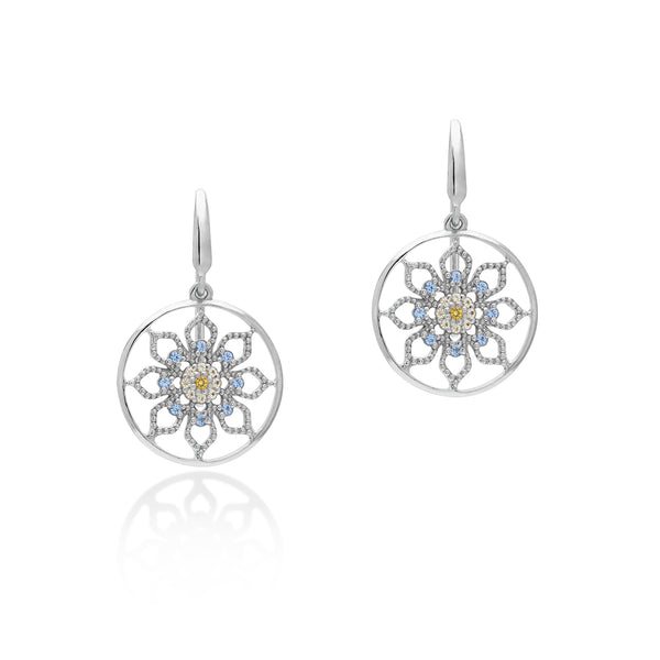 Lory Jewellery Mandala Flower Earrings E21041 Siamite #1221 Silver 925