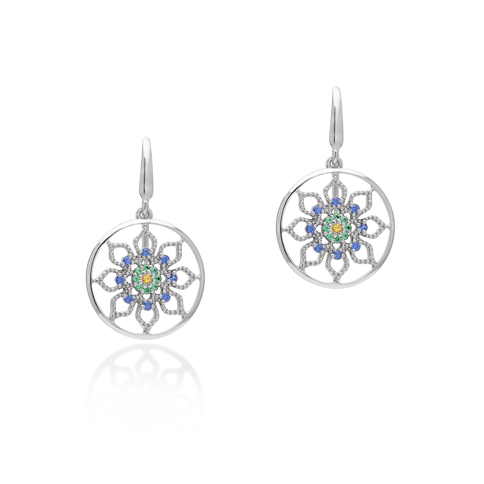 Lory Jewellery Mandala Flower Earrings E21041 Siamite #1335 Silver 925