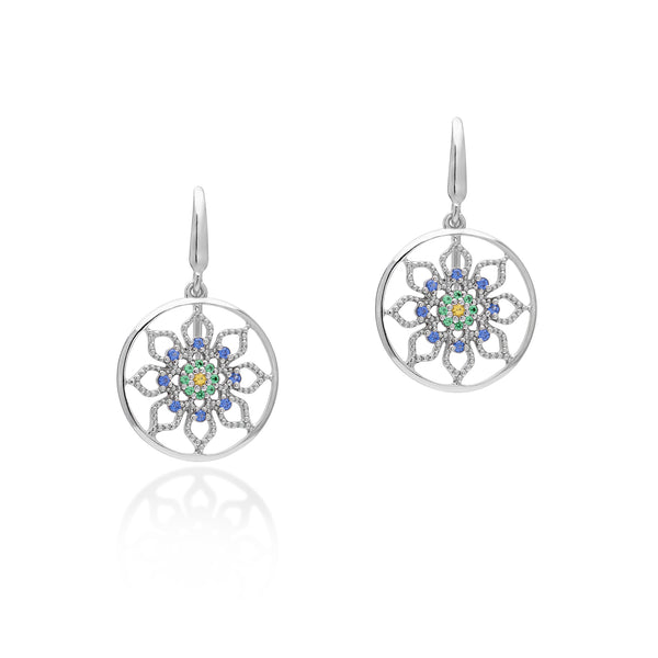 Lory Jewellery Mandala Flower Earrings E21041 Siamite #1335 Silver 925