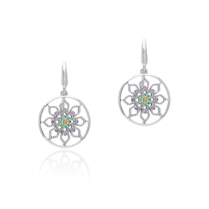 Lory Jewelery Mandala Flower Earrings E21041 Siamite #1713 Silver 925