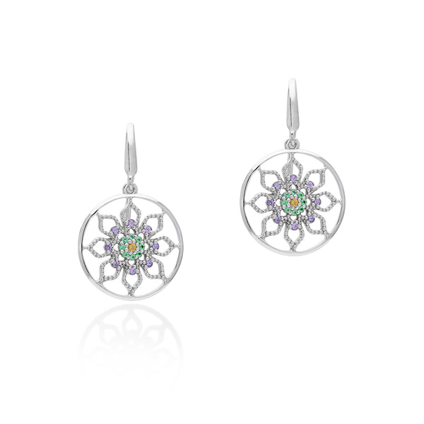 Lory Jewellery Mandala Flower Earrings E21041 Siamite #1713 Silver 925