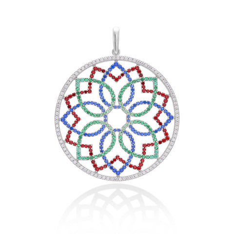 Lory Jewellery Mandala Flower Pendant P21017 Siamite #133501 Silver 925