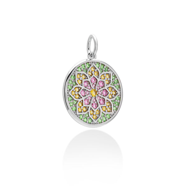 Lory Jewelery Mandala Flower Pendant P21031 Siamite #1415 Silver 925