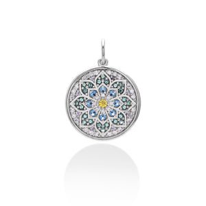 Lory Jewellery Mandala Flower Pendant P21031 Siamite #1023 Silver 925