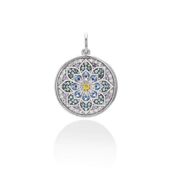 Lory Jewellery Mandala Flower Pendant P21031 Siamite #1023 Silver 925