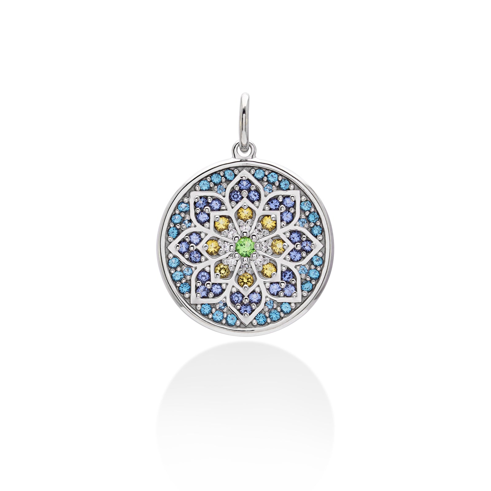 Lory Jewellery Mandala Flower Pendant P21031 Siamite #1063 Silver 925