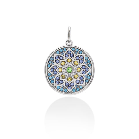 Lory Jewellery Mandala Flower Pendant P21031 Siamite #1063 Silver 925