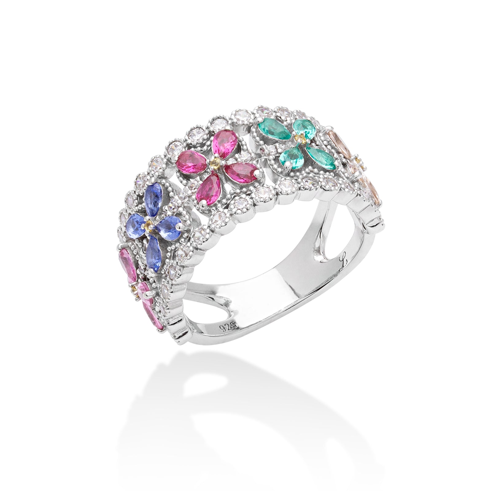 Lory Jewellery Flower Ring R19054 Siamite #1551 Silver 925