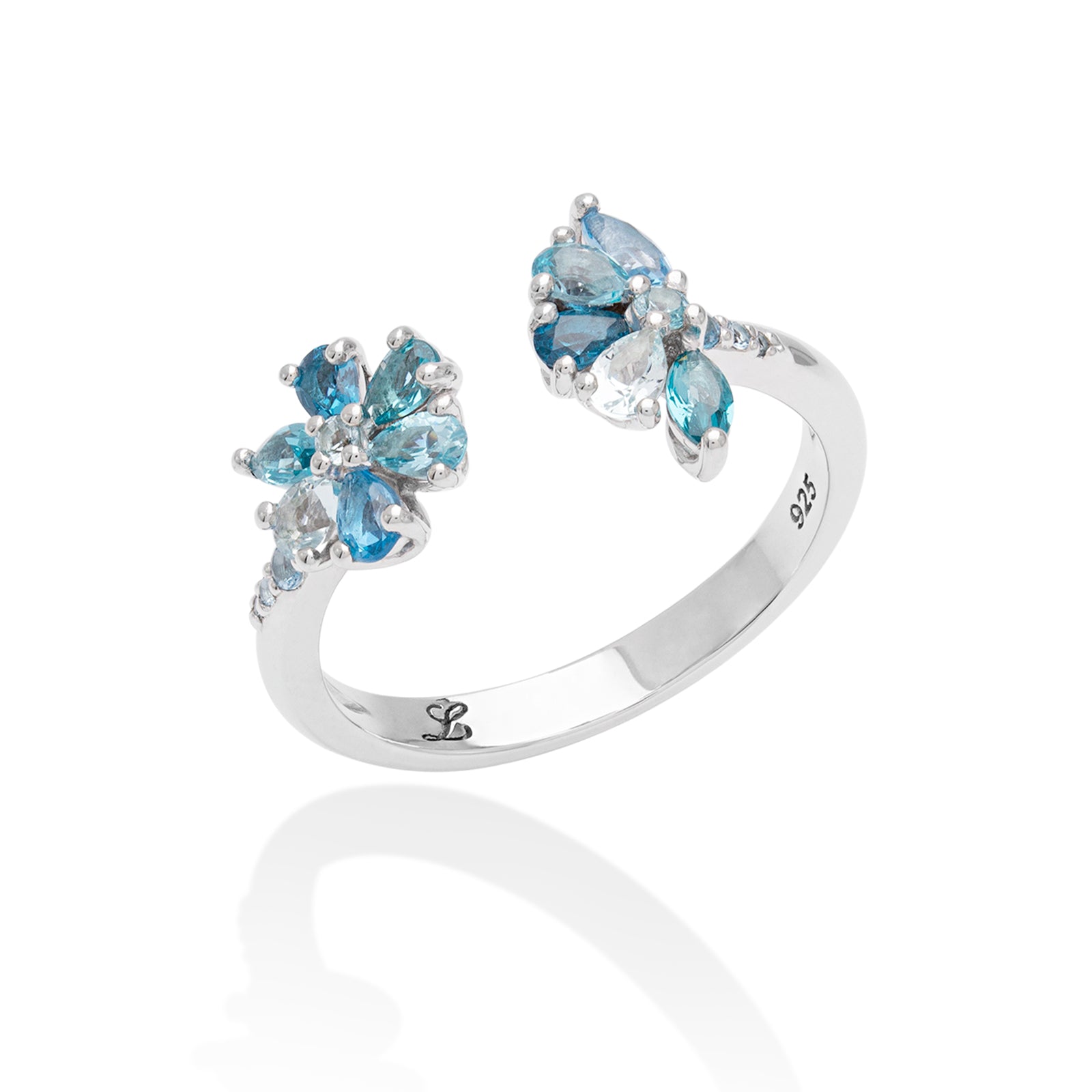 Lory Jewellery Flower Ring R20072 Siamite #1171 Silver 925