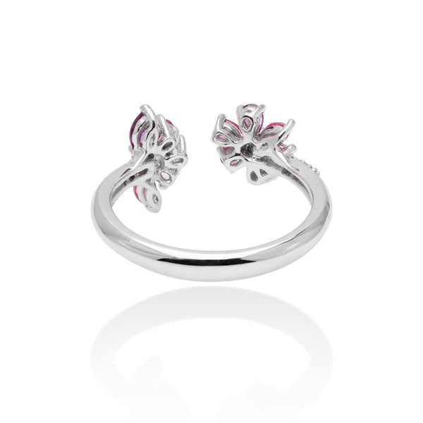 Lory Jewelery Flower Ring R20072 Siamite #1551 Silver 925