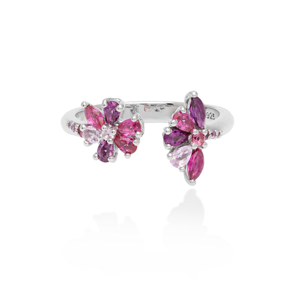 Lory Jewellery Flower Ring R20072 Siamite #1551 Silver 925