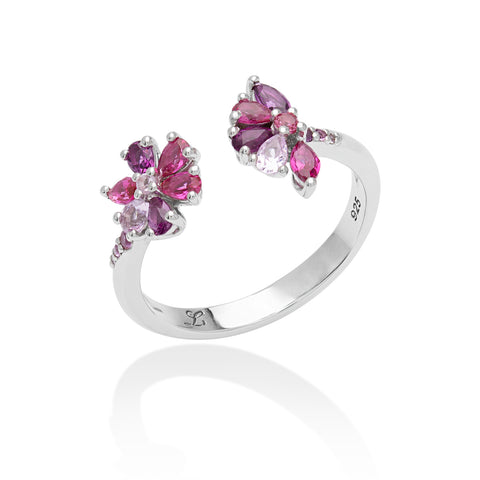 Lory Jewellery Flower Ring R20072 Siamite #1551 Silver 925