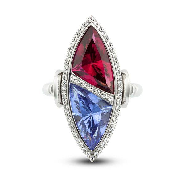 Lory Jewelery Cocktail Ring R21007 Siamite #1555 Silver 925