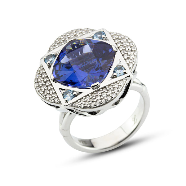 Lory Jewellery Cocktail Ring R21009 Siamite #1339 Silver 925